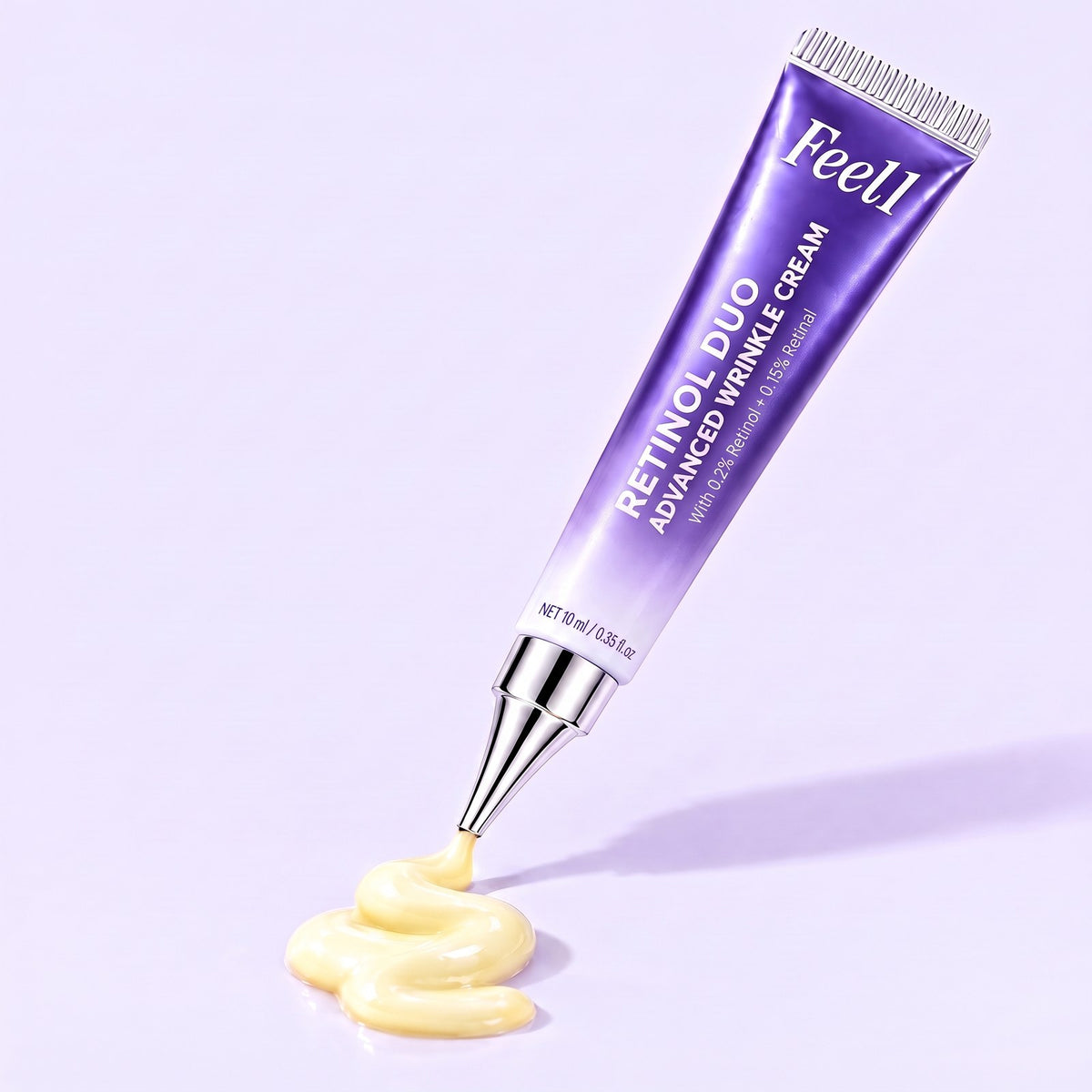 Feel1 Retinol Duo Advanced Wrinkle Cream tube with a swirl of cream