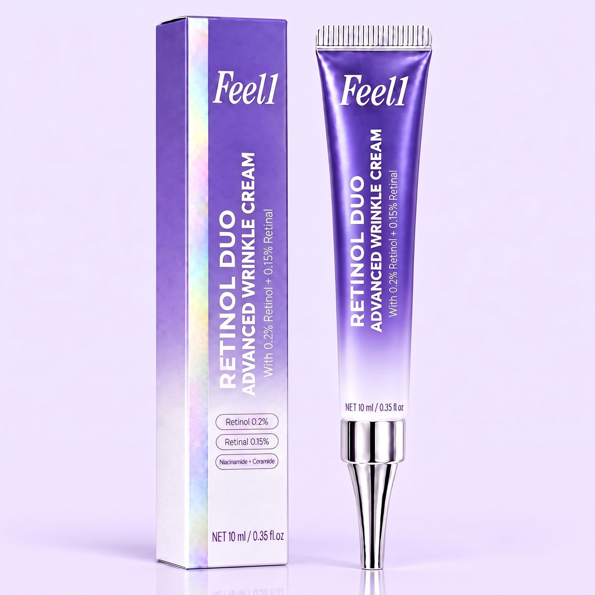 Feel1 Retinol Duo Advanced Wrinkle Cream tube and box