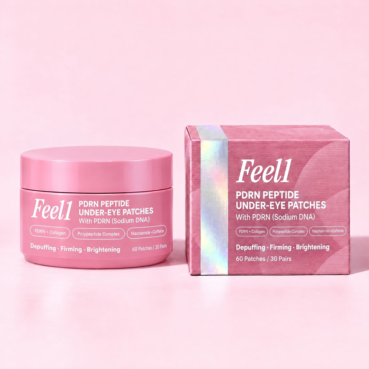 Feel1 PDRN Peptide Under-Eye Patches jar and box